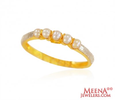 22k Gold pearl Ladies Ring ( Ladies Rings with Precious Stones )