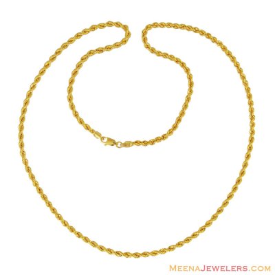 22K Hollow Rope Chain (24 Inches) ( Plain Gold Chains )