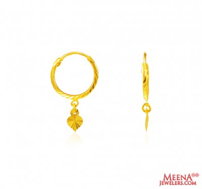 22Kt Gold Fancy Hoop Earrings ( Hoop Earrings )