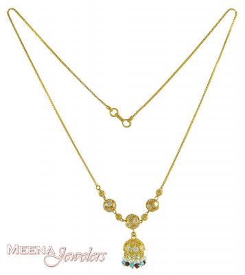 Colour Crystal Gold Chain ( Necklace with Stones )
