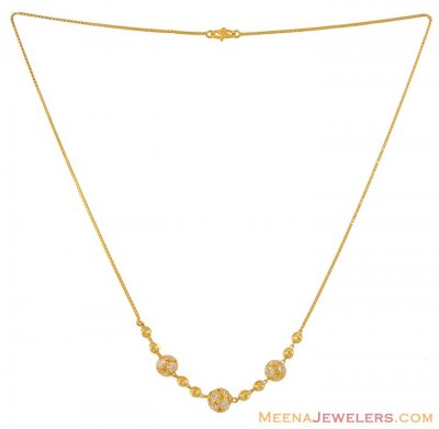 22kt Gold Designer Chain with CZ ( Necklace with Stones )