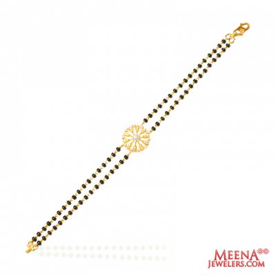 22Kt Gold Blk Beads CZ Bracelet ( Ladies Bracelets )