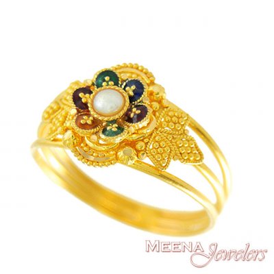 Gold Ring with Pearl ( Ladies Gold Ring )