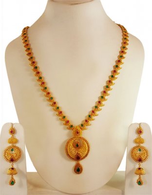 22Karat Gold Long Necklace Set ( Gold Designer Sets )