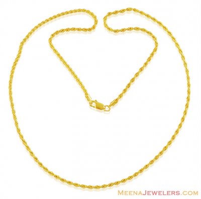 22k Fancy Hollow Rope Chain (20 in) ( Plain Gold Chains )
