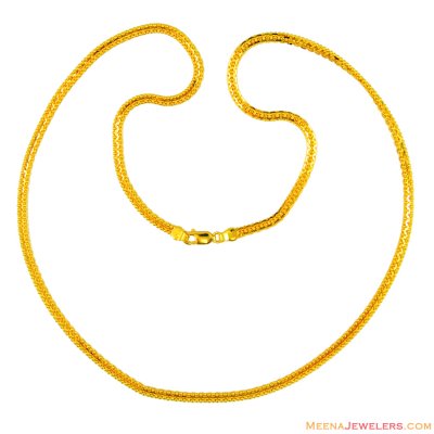 22k Flat Gold Chain (22 Inches) ( Men`s Gold Chains )