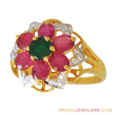 22K Beautiful Precious Stone Ring ( Ladies Rings with Precious Stones )