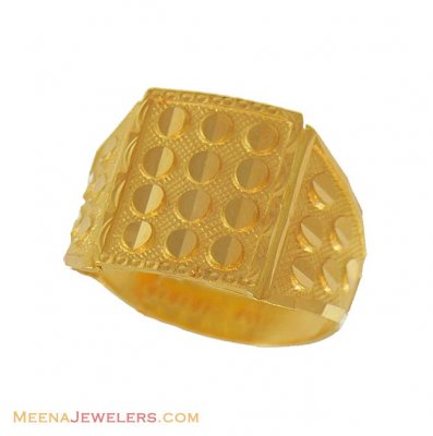 22k Yellow Gold Mens Exquisite Ring ( Mens Gold Ring )
