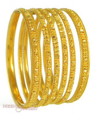 Gold Bangles with Lazer Cuts ( Set of Bangles )