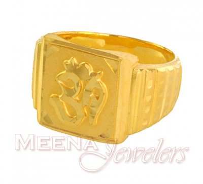 22Kt Gold OM Ring For Men ( Religious Rings )