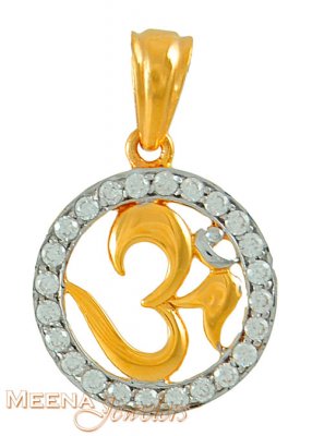 OM pendant with Star Signity 22k Gold  ( Om Pendants )