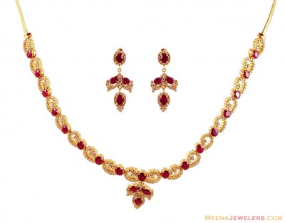 Diamond Necklace Set (18 Kt) ( Diamond Necklace Sets )