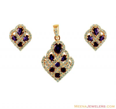 18 K Diamond Sapphire Pendant Set ( Diamond Pendant Sets )