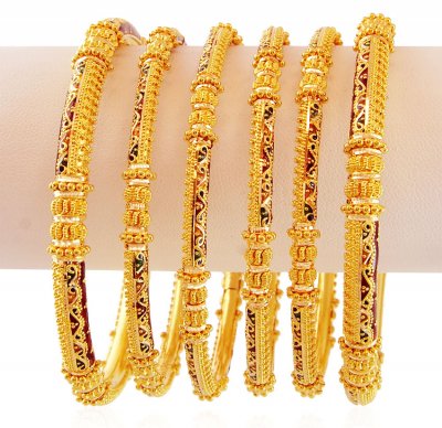 22k Exclusive Gold Bangles (6 Pc) ( Set of Bangles )