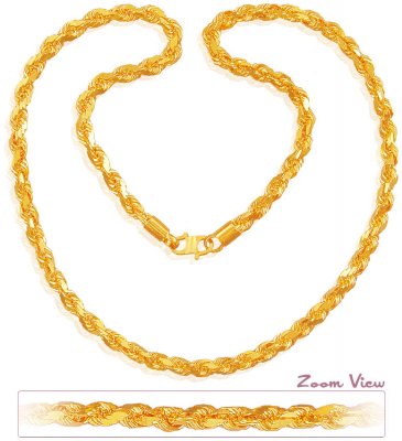Mens Gold Rope Chain (22 Inch) ( Men`s Gold Chains )