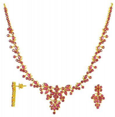 22Kt Indian Jewellery (Ruby Necklace Set) ( Ruby Necklace Sets )