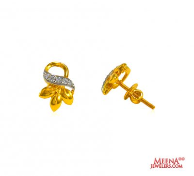 22 Kt Gold Tops with CZ  ( Signity Earrings )