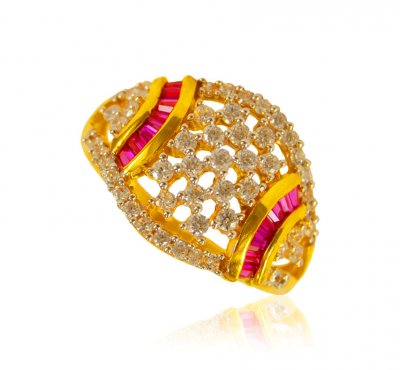 22 kt Gold Ring with Colored Stones ( Ladies Signity Rings )