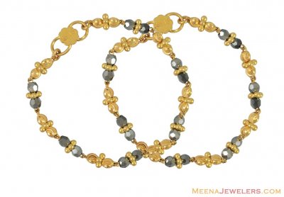 22k Designer Crystals Baby Bracelet ( Black Bead Bracelets )