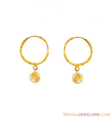22k Gold Ball Hoops Earrings - ErHp12739 - 22Kt Gold small Hoop ...