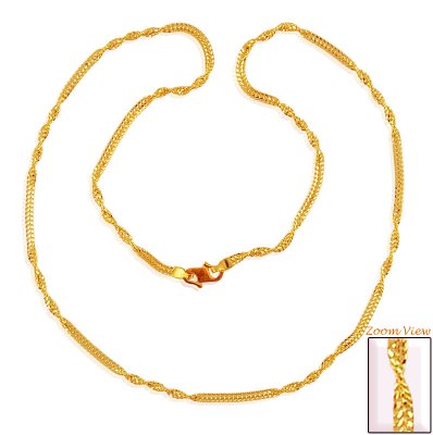 22K Gold Spiral Chain (16In) - ChPl17398 - 22K Gold 16 Inches chain ...