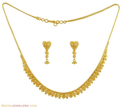 22k Gold Indian Necklace Set ( Light Sets )