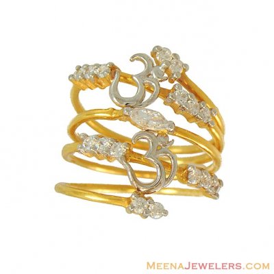 Gold Spiral Ring with Om ( Ladies Signity Rings )