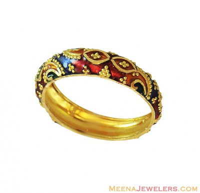 22K Gold Meenakari Band - RiLg12448 - 22K Gold nice ring(Band) with ...