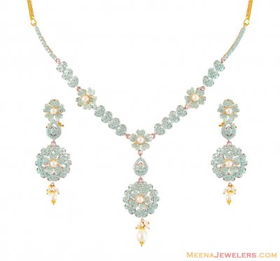 22K Floral Pearl Necklace ( Gold Designer Sets )
