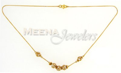 22 Kt Gold Ladies Chain with CZ ( Necklace with Stones )