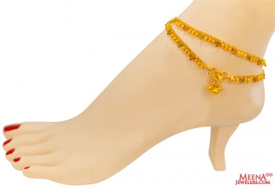 22Kt Gold Meenakari Anklets (2 pc) ( Gold Anklets )