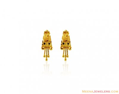 22k Gold Rectangular Earrings ( 22 Kt Gold Tops )