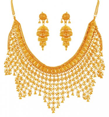 22K Gold Traditional Necklace Set ( Bridal Necklace Sets )