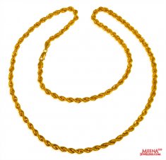 22 Kt Hollow Rope Chain (24 Inches)