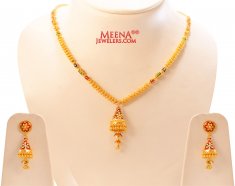 22Kt Gold Meenakari Necklace Set