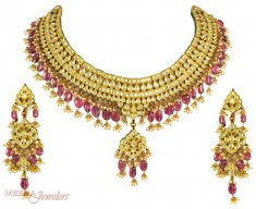 22Kt Gold Kundan Set ( Antique Necklace Sets )