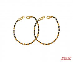 22Kt Gold Baby Maniya (2 Pc) ( Black Bead Bracelets )