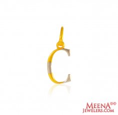 22Kt Gold Pendant with Initial(C) ( Initial Pendants )