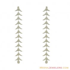 18K White Gold Long Earrings ( Exquisite Earrings )