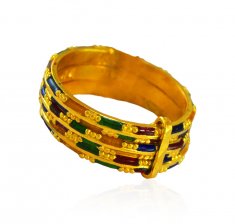 22 Karat Gold Meenakari Ring ( Ladies Gold Ring )