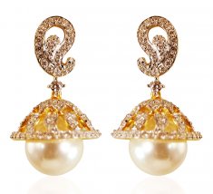 18kt Diamond Jhumki Earrings ( Diamond Earrings )