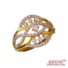 22Kt Gold and CZ Fancy Ring ( Ladies Signity Rings )