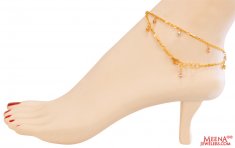 22Kt Gold Multi Tone Anklets (2 Pc)