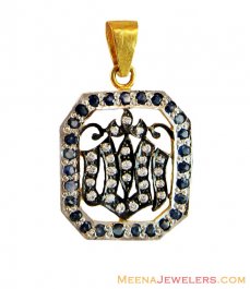 Gold Pendant with Sapphires 22k 