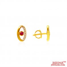 22Kt Gold CZ Colored stone Earrings ( Precious Stone Earrings )