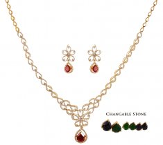 18K Gold Diamond Necklace Set