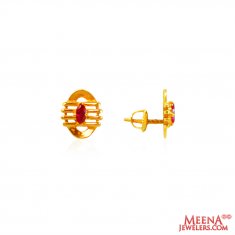22Kt Gold Colored Stone Earrings ( Precious Stone Earrings )