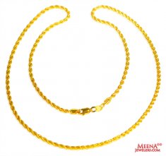 22 Kt Hollow Rope Chain (26 Inches)