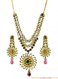 22Kt Gold Kundan Set ( Antique Necklace Sets )