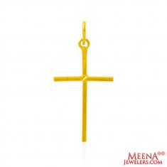 22Kt Gold Plain Cross Pendant